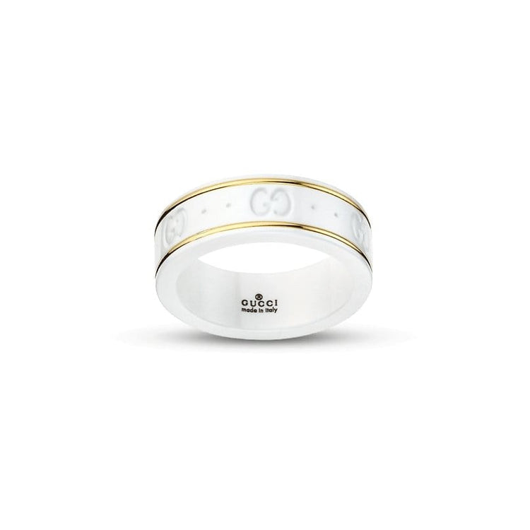 White and Yellow Thin Icon Band