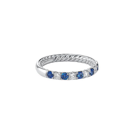 Blue Sapphire and Diamond Eden Half-Round Band