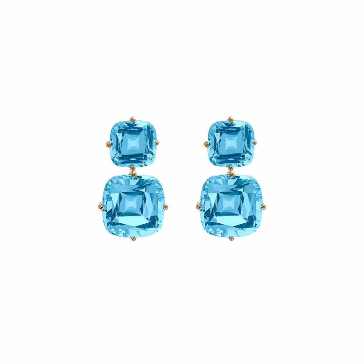 Blue Topaz Two-Tier Earrings - Goshwara- Diamond Cellar