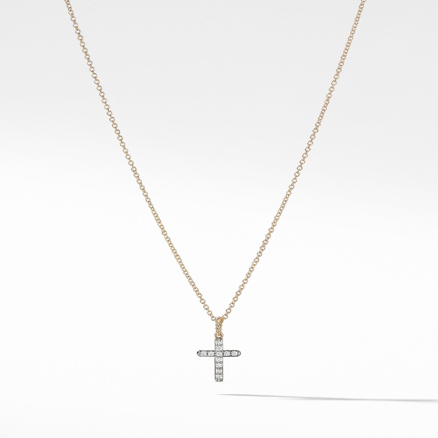 Cable Collectibles Cross with Diamonds in Gold on Chain - David Yurman- Diamond Cellar