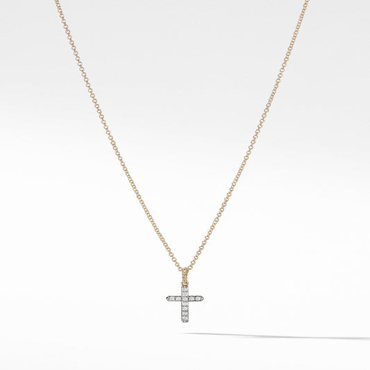 Cable Collectibles Cross with Diamonds in Gold on Chain - David Yurman- Diamond Cellar