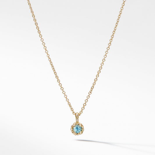 Cable Collectibles Kids Necklace Birthstone Necklace with Blue Topaz in 18K Gold, 3mm - David Yurman- Diamond Cellar