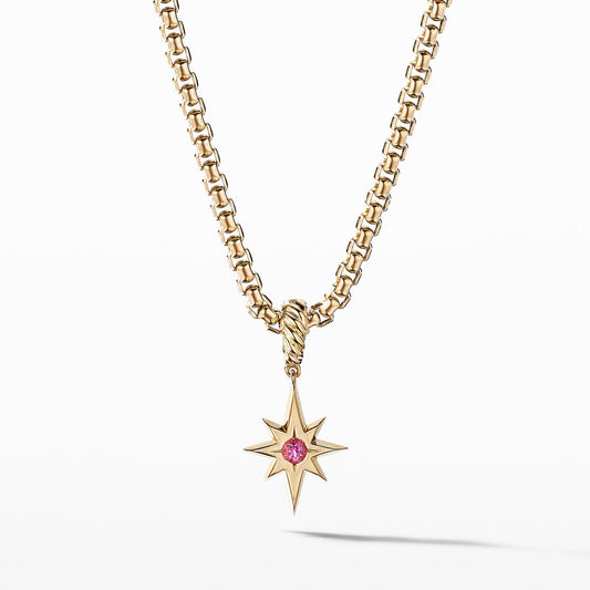 Cable Collectibles North Star Birthstone Charm in 18K Yellow Gold with Pink Tourmaline - David Yurman- Diamond Cellar