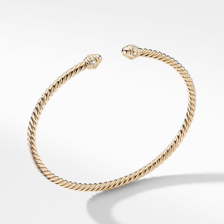 Cable Spira Bracelet in 18K Gold with Diamonds - David Yurman- Diamond Cellar