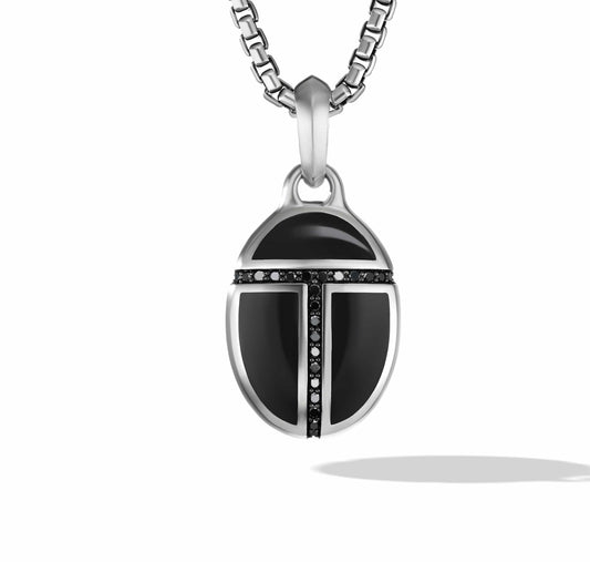 Cairo Amulet in Sterling Silver with Black Onyx and Pave Black Diamonds - David Yurman- Diamond Cellar