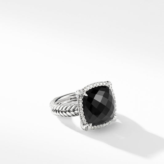 Chatelaine Pave Bezel Ring with Black Onyx and Diamonds 1 - David Yurman- Diamond Cellar