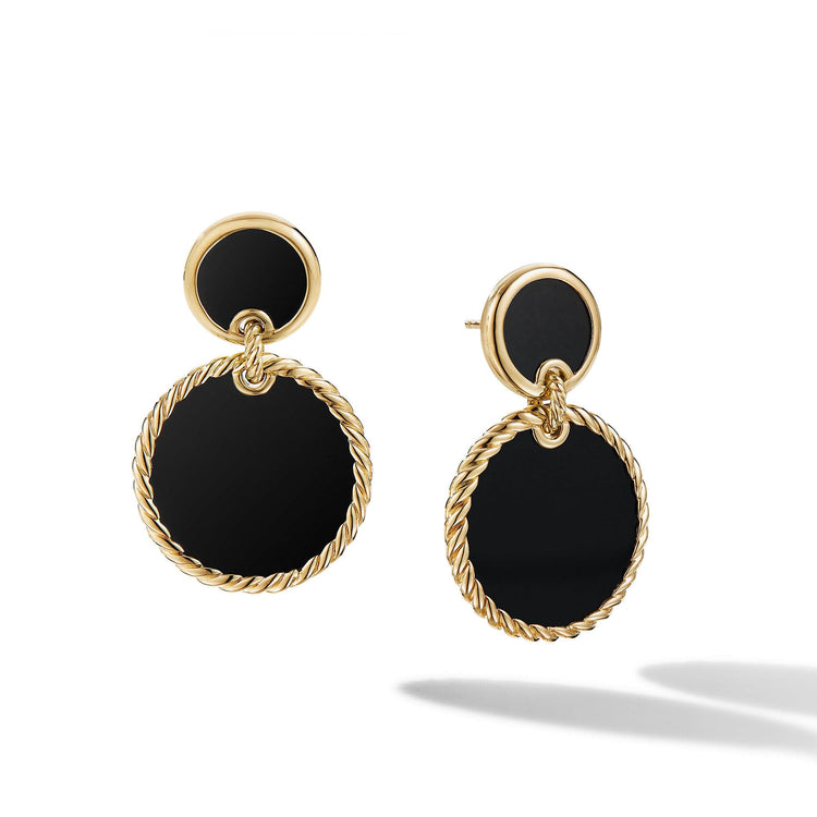 DY Elements Double Drop Earrings in 18K Yellow Gold with Black Onyx - David Yurman- Diamond Cellar