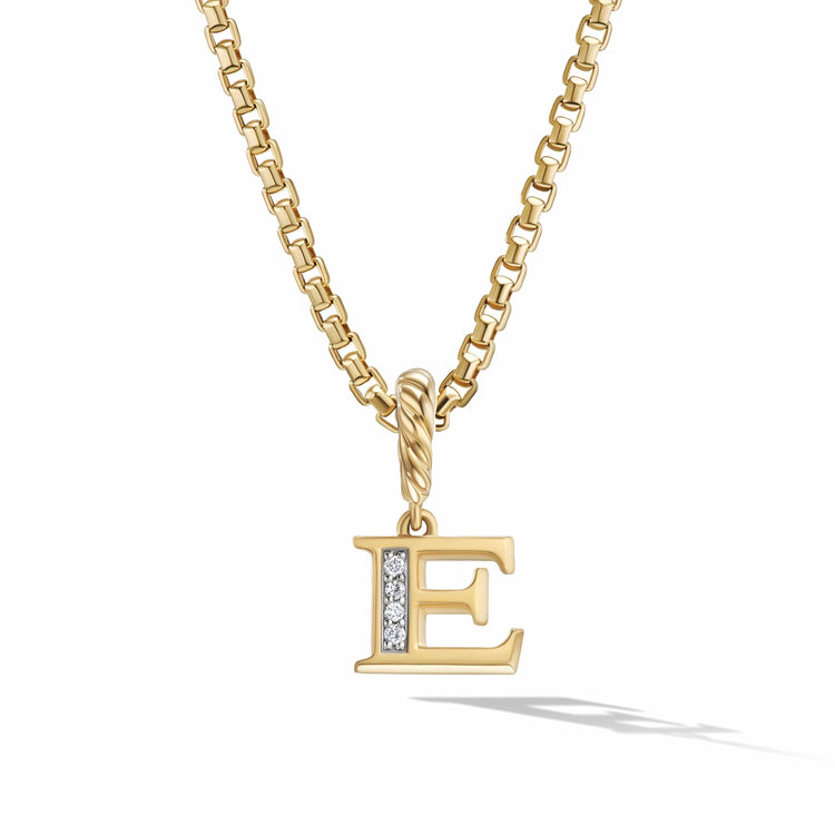 Pave Initial Pendant in 18K Yellow Gold with Diamonds - David Yurman- Diamond Cellar