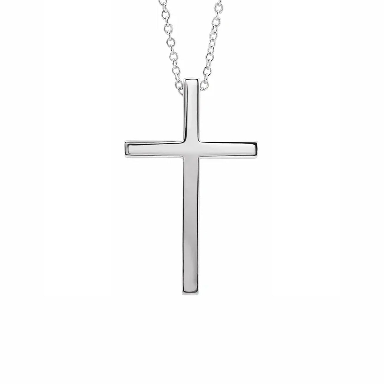 Polished Cross Necklace in White Gold - Diamond Cellar- Diamond Cellar