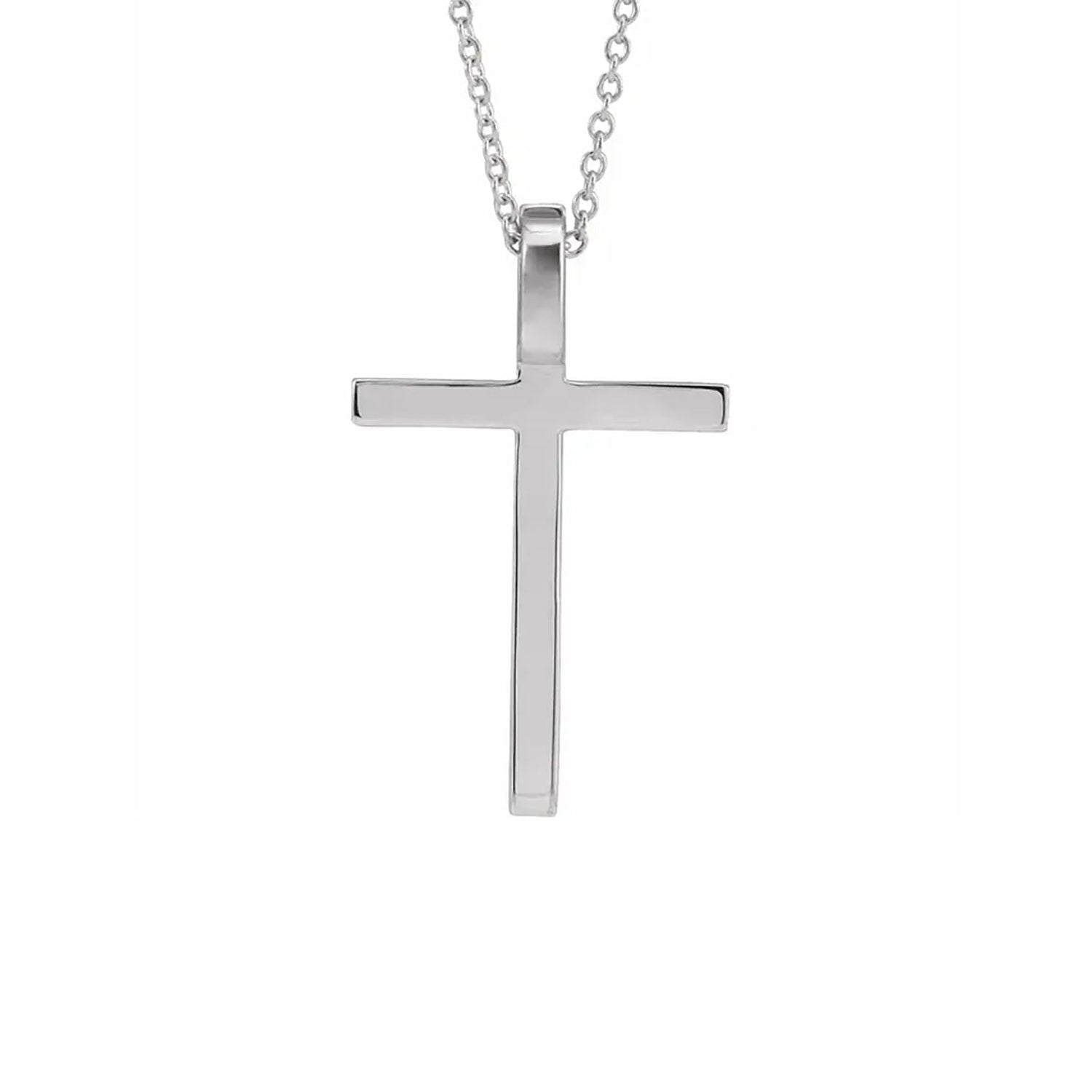 Polished Cross Necklace in White Gold - Diamond Cellar- Diamond Cellar