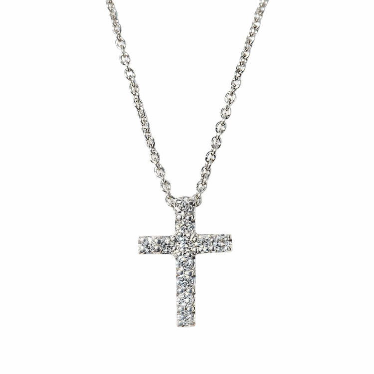 Small Diamond Cross Pendant - Roberto Coin- Diamond Cellar