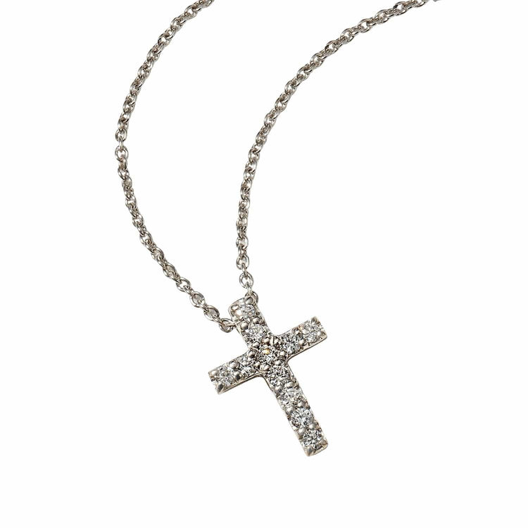 Small Diamond Cross Pendant - Roberto Coin- Diamond Cellar