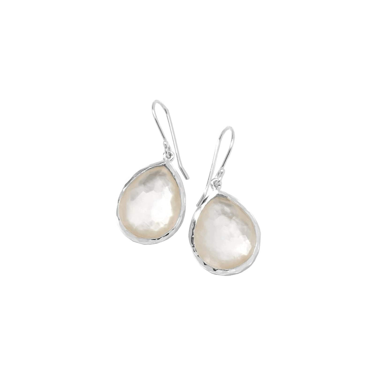 Classic Sterling Silver White Teardrop MOP Doublet Earrings ユニ