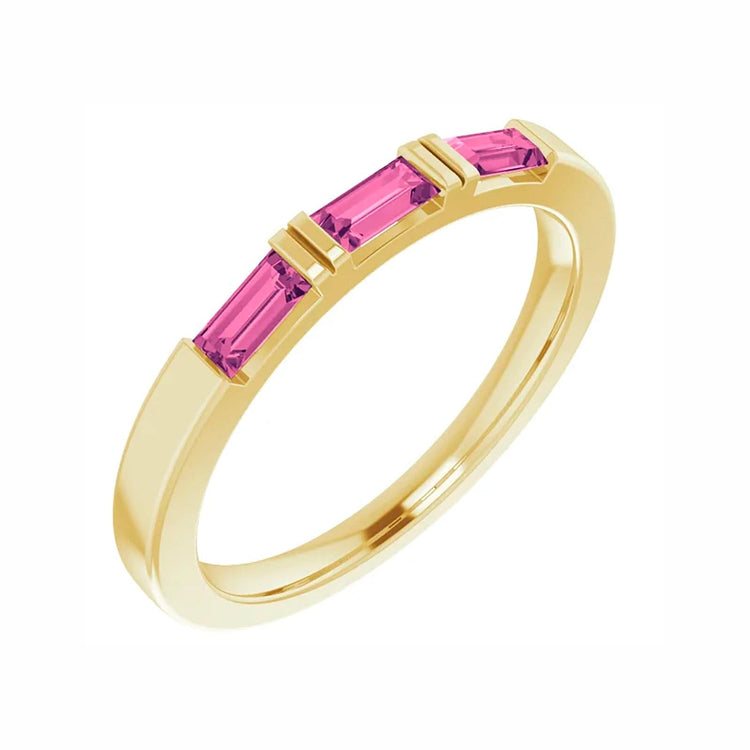 Three Stone Ring in Pink Tourmaline - Diamond Cellar- Diamond Cellar