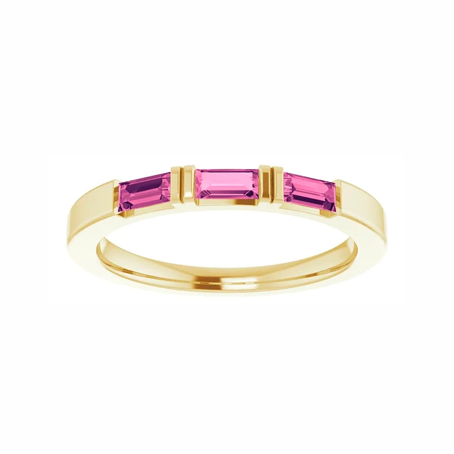 Three Stone Ring in Pink Tourmaline - Diamond Cellar- Diamond Cellar